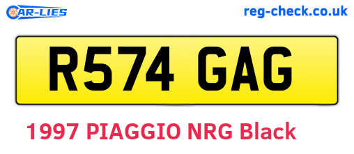 R574GAG are the vehicle registration plates.