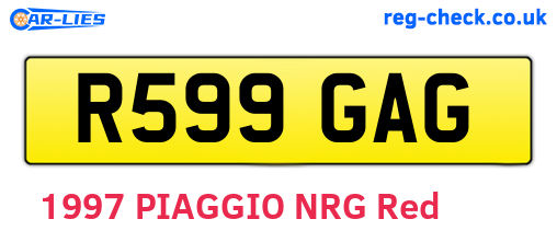 R599GAG are the vehicle registration plates.