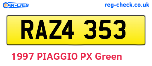 RAZ4353 are the vehicle registration plates.