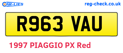 R963VAU are the vehicle registration plates.