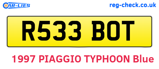 R533BOT are the vehicle registration plates.