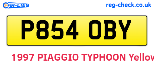 P854OBY are the vehicle registration plates.