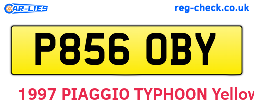 P856OBY are the vehicle registration plates.