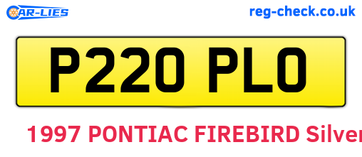 P220PLO are the vehicle registration plates.