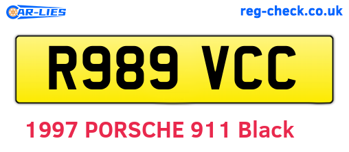 R989VCC are the vehicle registration plates.