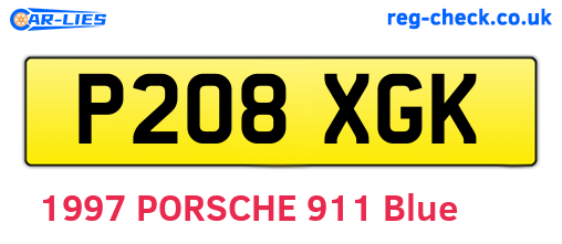 P208XGK are the vehicle registration plates.
