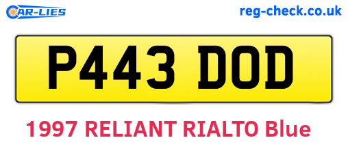 P443DOD are the vehicle registration plates.