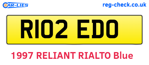 R102EDO are the vehicle registration plates.