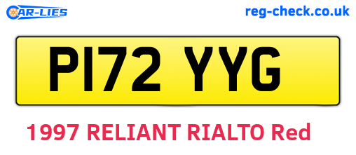 P172YYG are the vehicle registration plates.