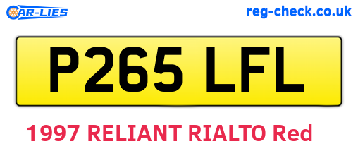 P265LFL are the vehicle registration plates.