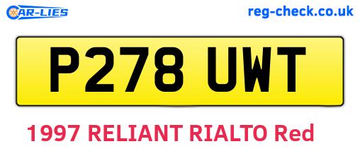 P278UWT are the vehicle registration plates.