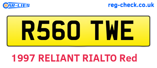 R560TWE are the vehicle registration plates.