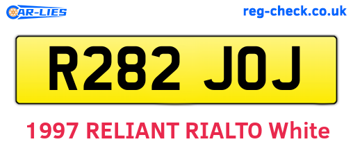 R282JOJ are the vehicle registration plates.