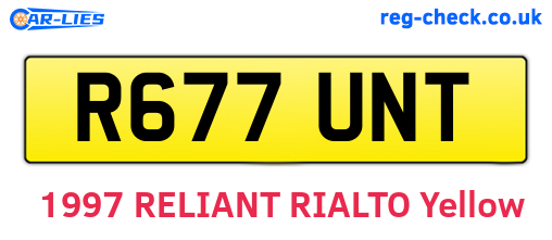 R677UNT are the vehicle registration plates.