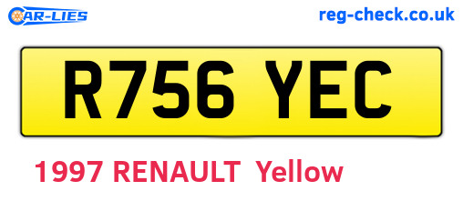 R756YEC are the vehicle registration plates.