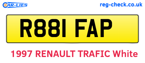 R881FAP are the vehicle registration plates.
