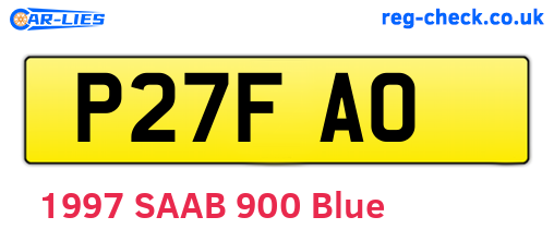 P27FAO are the vehicle registration plates.