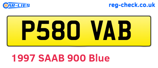 P580VAB are the vehicle registration plates.