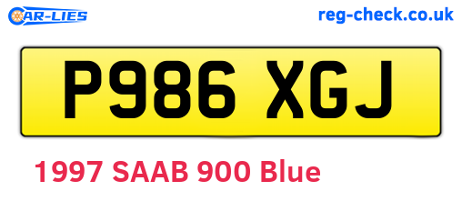 P986XGJ are the vehicle registration plates.