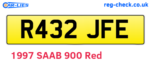 R432JFE are the vehicle registration plates.