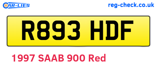 R893HDF are the vehicle registration plates.