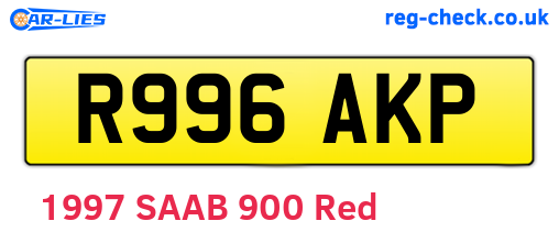 R996AKP are the vehicle registration plates.
