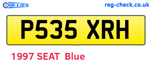 P535XRH are the vehicle registration plates.