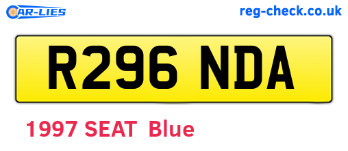 R296NDA are the vehicle registration plates.