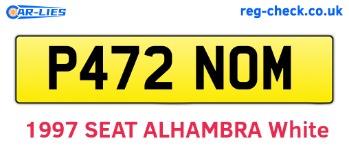 P472NOM are the vehicle registration plates.