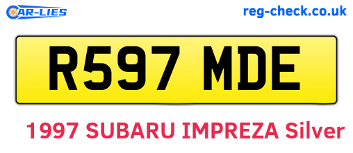 R597MDE are the vehicle registration plates.
