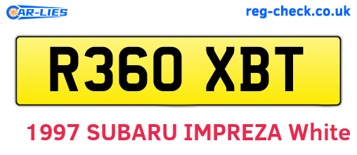 R360XBT are the vehicle registration plates.