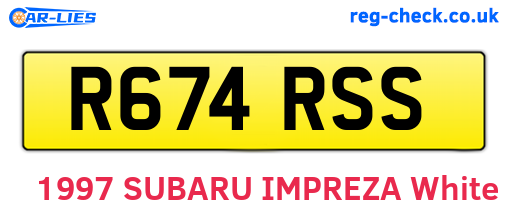 R674RSS are the vehicle registration plates.