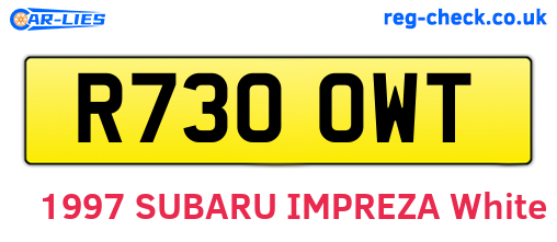 R730OWT are the vehicle registration plates.