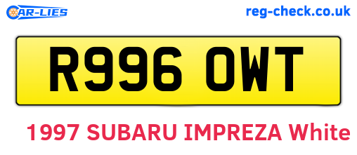 R996OWT are the vehicle registration plates.
