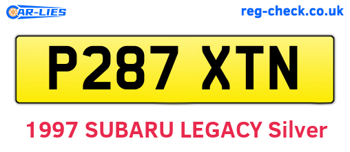 P287XTN are the vehicle registration plates.