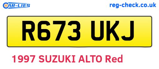 R673UKJ are the vehicle registration plates.