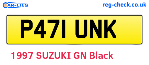 P471UNK are the vehicle registration plates.
