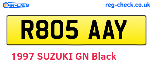 R805AAY are the vehicle registration plates.
