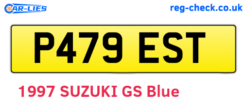 P479EST are the vehicle registration plates.