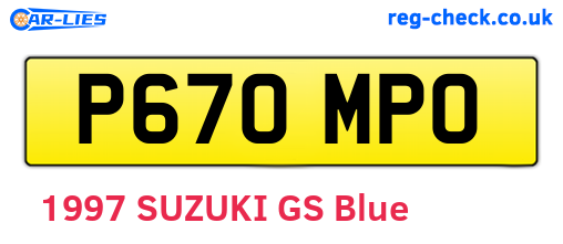 P670MPO are the vehicle registration plates.