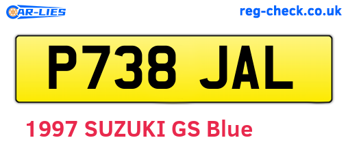 P738JAL are the vehicle registration plates.