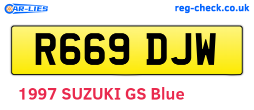 R669DJW are the vehicle registration plates.