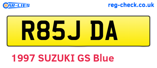 R85JDA are the vehicle registration plates.