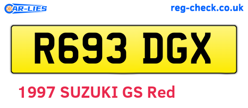 R693DGX are the vehicle registration plates.