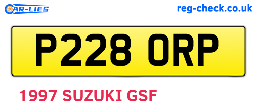 P228ORP are the vehicle registration plates.