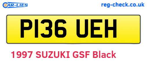 P136UEH are the vehicle registration plates.