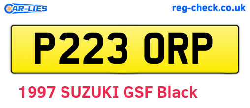 P223ORP are the vehicle registration plates.