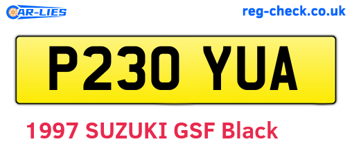 P230YUA are the vehicle registration plates.