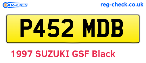 P452MDB are the vehicle registration plates.
