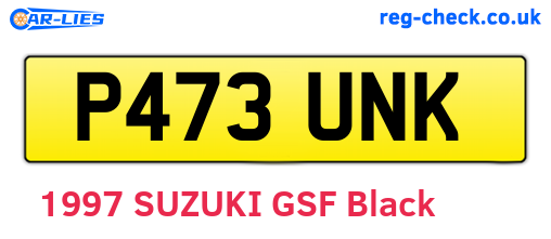 P473UNK are the vehicle registration plates.